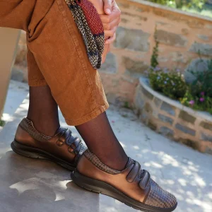 Baskets Orthopédiques PULMAN Marron Motif Pied de Poule