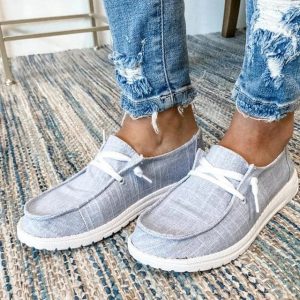 Chaussures femme grises casual - baskets à lacets respirantes et semelle coussinée confort optimal