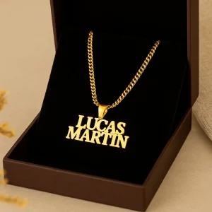 Duo Collier + bracelet personnalisé 2 prénoms coffret cadeau