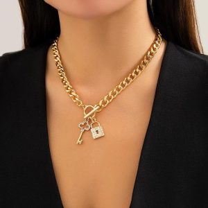 Ensemble collier bracelet clé cadenas femme strass romantique moderne MAX FOR ME
