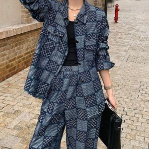 Ensemble jean femme chic luxueux veste pantalon large automne hiver MAX FOR ME