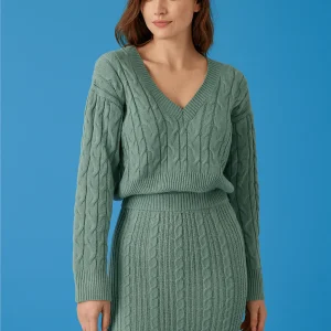 Ensemble pull jupe courte col V stylé automne hiver moderne MAX FOR ME