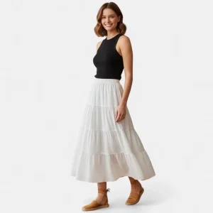 Jupe longue blanche style bohème