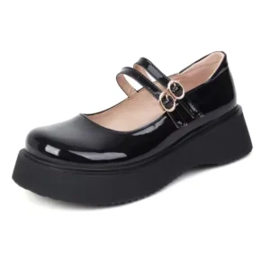 Mocassin Ballerine Vernis À Doubles Boucles