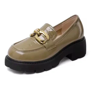 Mocassin En Cuir Végan Effet Croco Et À Boucle Dorée