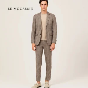 Mocassin Homme Beige Italien en Daim