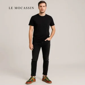 Mocassins Bateau Oranges Tricolores Homme
