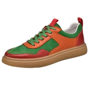Mocassins Bateau Oranges Tricolores Homme
