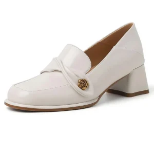 Mocassins À Bout Rond Et Talon Carré Pour Femme