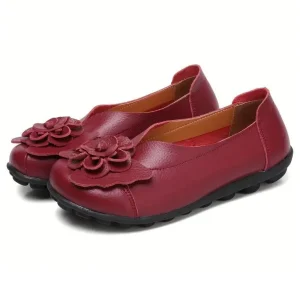 Mocassins En Cuir À Motifs Fleuris Pour Femmes