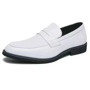 Mocassins En Cuir Synthétique Style Formel En Blanc Pour Hommes