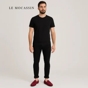 Mocassins Design En Daim Rouge Pour Hommes