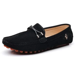 Mocassins D’été En Daim Noir Pour Hommes