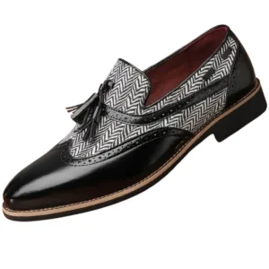 Mocassins À Glands En Cuir Motif À Chevrons