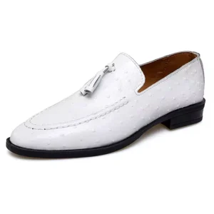 Mocassins À Glands Vernis Noir Et Blanc Pour Homme