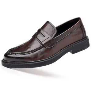 Mocassins Pour Homme En Cuir Véritable De Couleur Marron