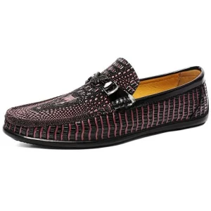 Mocassins Pour Hommes Effet Cuir Vernis Peau De Serpent