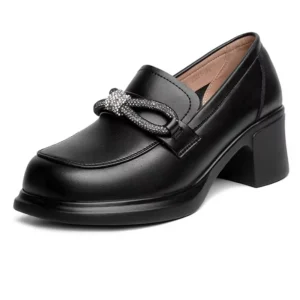 Mocassins Noirs Style Britannique Avec Nœud Papillon Pour Femmes