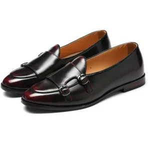 Mocassins Noirs Vernis À Bordures Rouges Pour Hommes