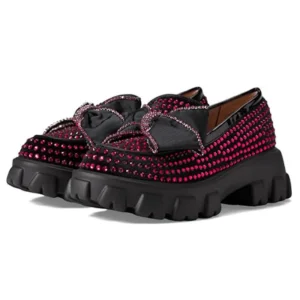 Mocassins Plateforme Avec Papillon & Strass Rose Femmes