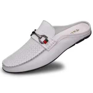 Mocassins Souples Perforés En Cuir Blanc