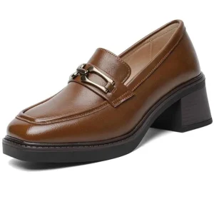 Mocassins Vernis À Talons Et Semelle Épaisse