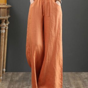 Pantalon large en lin mélangé - confort et élégance naturelle - MAX FOR ME