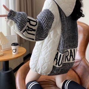 Pull capuche grosse maille oversize long femme automne hiver MAX FOR ME