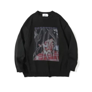 Pull Homme Coton Noir Retro Vintage
