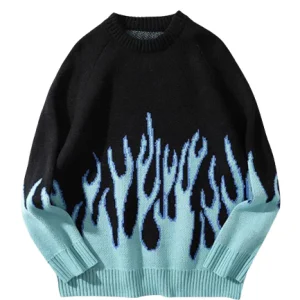 Pull Noir Flamme Bleu