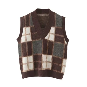 Pull tricote sans manche homme vintage