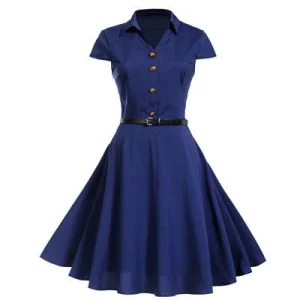 Robe année 50 bleu