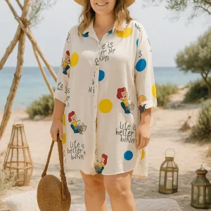 Robe Chemise Bikini Vibes Life is Better in Bikini – 100% Viscose – Taille Unique 40-54