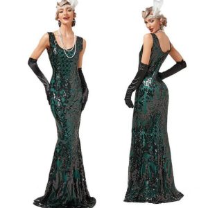Robe Longue Verte Année 20