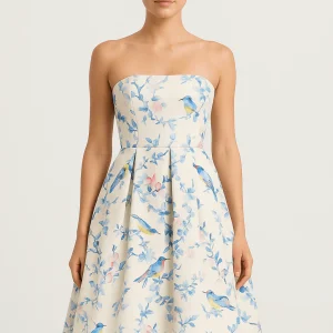 Robe Midi Évasée Birdie sans Bretelles