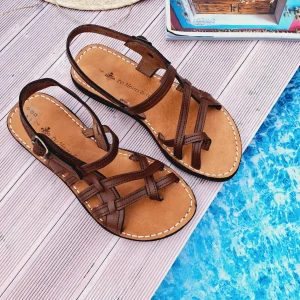 Sandales en cuir marron pour femme « Anna »