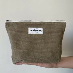 Trousse de toilette en velours côtelé marron