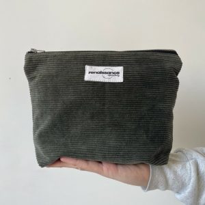 Trousse de toilette en velours côtelé vert sapin