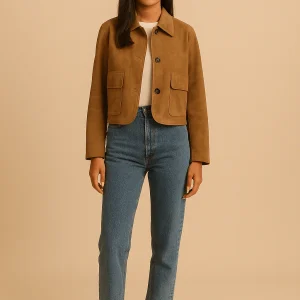 Veste en suédine douce – coupe ajustée pour look structuré chic