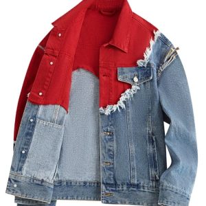 Veste jean bicolore unisexe effet superposé style moderne MAX FOR ME