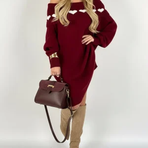 Robe Pull Giulia Épaules Bardot Col Transformable – 100% Acrylique – Made in Italy 36-52