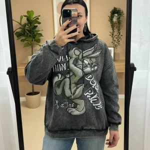 Sweat DON'T PANIC BABY Bugs Bunny Sequins Intérieur Plaid 85% Coton – Jusqu'au 50